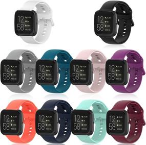 img 4 attached to Водонепроницаемые силиконовые запасные браслеты для Fitbit Versa - набор из 10 штук для женщин и мужчин