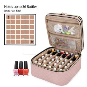 img 2 attached to 💅 YARWO Nail Polish Organizer Case - Store 36 Bottles, Travel Bag for Manicure & Pedicure Kit (Dusty Rose, Bag Only)