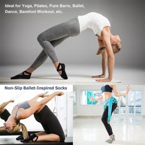 img 2 attached to Ozaiic Non-Slip Grip Yoga Socks with Straps, Perfect for Pilates, Pure Barre, Ballet, Dance, Barefoot Workout - Women