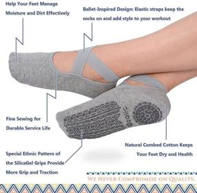 img 3 attached to Ozaiic Non-Slip Grip Yoga Socks with Straps, Perfect for Pilates, Pure Barre, Ballet, Dance, Barefoot Workout - Women