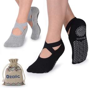 img 4 attached to Ozaiic Non-Slip Grip Yoga Socks with Straps, Perfect for Pilates, Pure Barre, Ballet, Dance, Barefoot Workout - Women