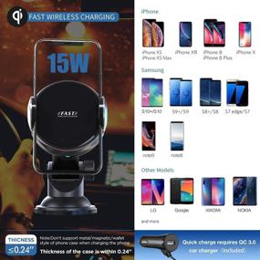 img 4 attached to 🚗 Fast Wireless Car Charger - Auto-Clamping Car Mount with 10W/7.5W Qi Charging - Compatible with iPhone 11/11 Pro/11 Pro Max/Xs MAX/XS/XR/X/8/8+ and Samsung S10/S9/Note 8/9 - for Windshield, Dashboard, and Vent Phone Holder