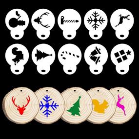 img 1 attached to 🎄 Natural Wood Slice Ornaments (25 Pcs) 2.7"-3.1" for Crafts with Christmas Stencils (10 Pcs) - Rustic DIY Wooden Ornament Kit by Woozy