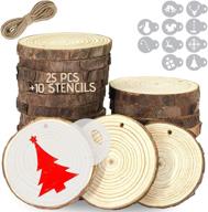 🎄 natural wood slice ornaments (25 pcs) 2.7"-3.1" for crafts with christmas stencils (10 pcs) - rustic diy wooden ornament kit by woozy logo