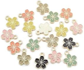 img 1 attached to WOCRAFT 60 pcs Gold Plated Enamel Cherry Blossoms Flower Charms: Perfect for DIY Jewelry Making!