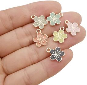 img 3 attached to WOCRAFT 60 pcs Gold Plated Enamel Cherry Blossoms Flower Charms: Perfect for DIY Jewelry Making!