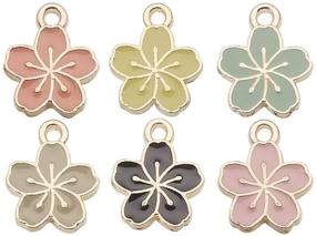 img 4 attached to WOCRAFT 60 pcs Gold Plated Enamel Cherry Blossoms Flower Charms: Perfect for DIY Jewelry Making!