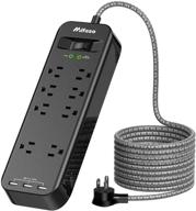 💡 high-capacity surge protector power strip with 8 outlets, 3 usb charging ports, 2700 joules and 6ft braided extension cord for home office - overload protection, 1875w/15a logo