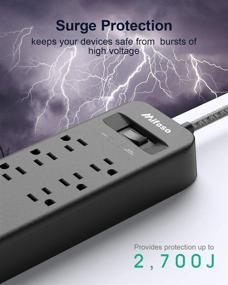 img 3 attached to 💡 High-Capacity Surge Protector Power Strip with 8 Outlets, 3 USB Charging Ports, 2700 Joules and 6ft Braided Extension Cord for Home Office - Overload Protection, 1875W/15A