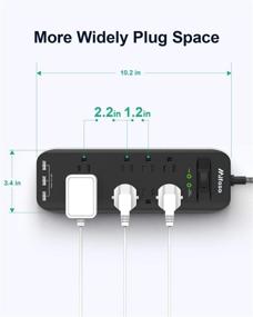 img 1 attached to 💡 High-Capacity Surge Protector Power Strip with 8 Outlets, 3 USB Charging Ports, 2700 Joules and 6ft Braided Extension Cord for Home Office - Overload Protection, 1875W/15A