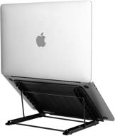 🖥️ emoly upgraded laptop stand: adjustable & portable notebook holder for macbook air pro, pc computer, tablet, ipad | aluminum ventilated riser | suitable for 10-15.6 inch devices (black) logo