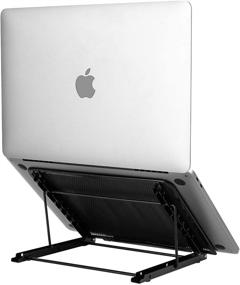 img 4 attached to 🖥️ Emoly Upgraded Laptop Stand: Adjustable & Portable Notebook Holder for MacBook Air Pro, PC Computer, Tablet, iPad | Aluminum Ventilated Riser | Suitable for 10-15.6 inch Devices (Black)