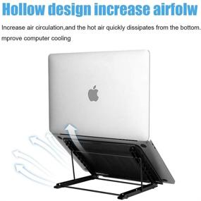 img 1 attached to 🖥️ Emoly Upgraded Laptop Stand: Adjustable & Portable Notebook Holder for MacBook Air Pro, PC Computer, Tablet, iPad | Aluminum Ventilated Riser | Suitable for 10-15.6 inch Devices (Black)
