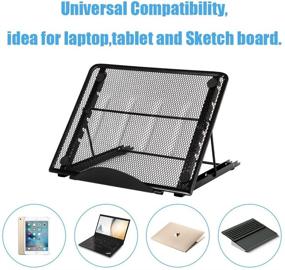 img 2 attached to 🖥️ Emoly Upgraded Laptop Stand: Adjustable & Portable Notebook Holder for MacBook Air Pro, PC Computer, Tablet, iPad | Aluminum Ventilated Riser | Suitable for 10-15.6 inch Devices (Black)