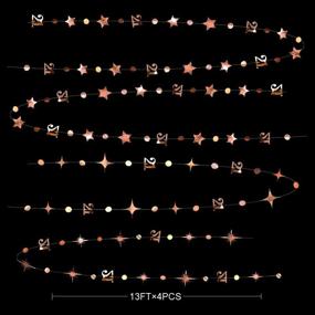 img 3 attached to Rose Gold Number 21 Circle Dot Twinkle Star Garland Kit – Metallic Hanging Streamer 🌟 Bunting Banner Backdrop Decoration for Girls' 21st Birthday, Finally Legal, Twenty One Anniversary, Wedding Party Supplies