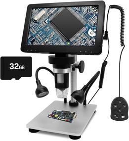 img 4 attached to 🔎 High Definition 7 inch LCD Screen Digital USB Microscope with 32G TF Card - Micsci 1200X Magnification, 12MP 1080P Handheld Camera Video Recorder, Rechargeable Battery, Wired Remote Control - Ideal for Coins, PCBs, Soldering, Circuit Board Examination