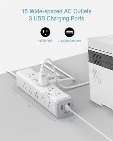 img 2 attached to 💡 TESSAN Multi Outlet Power Strip Surge Protector: 15 Outlets, 3 USB Ports, 6ft Cord - White