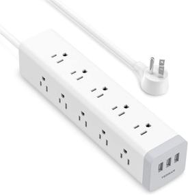 img 4 attached to 💡 TESSAN Multi Outlet Power Strip Surge Protector: 15 Outlets, 3 USB Ports, 6ft Cord - White