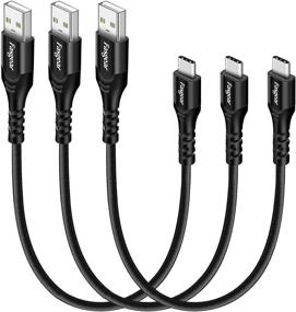img 4 attached to ⚡ Быстрая зарядка USB C короткие кабели - 1 фут, 3 штуки оплетенных зарядных шнуров для Samsung Galaxy S21 Ultra, Note 20, S10 Plus, Nexus, OnePlus, Huawei