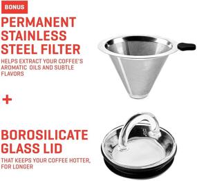 img 2 attached to Uno Casa Pour Over Coffee Maker Set - 4 Cups, 34 Oz Coffee Dripper with Stainless Steel Filter - Heat Resistant Silicone Pad and Sleeve Included