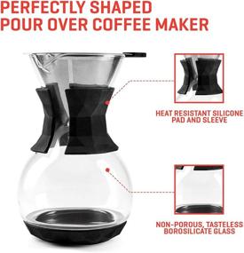 img 3 attached to Uno Casa Pour Over Coffee Maker Set - 4 Cups, 34 Oz Coffee Dripper with Stainless Steel Filter - Heat Resistant Silicone Pad and Sleeve Included