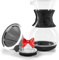 набор кофеварки uno casa pour over - 4 чашки, 34 унций кофеварка с фильтром из нержавеющей стали - термостойкая силиконовая подушка и герметичный рукав в комплекте логотип