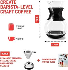 img 1 attached to Uno Casa Pour Over Coffee Maker Set - 4 Cups, 34 Oz Coffee Dripper with Stainless Steel Filter - Heat Resistant Silicone Pad and Sleeve Included