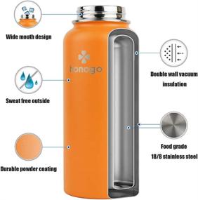 img 2 attached to 🧃 Premium honogo 32 oz Powder Coated Vacuum Insulated Water Bottle with Straw & Spout Lid - Orange, BPA Free