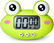 lvgadr cute cartoon animal kitchen timer - magnetic digital countdown timer for cooking & baking with large lcd display and hangable design (frog design) logo