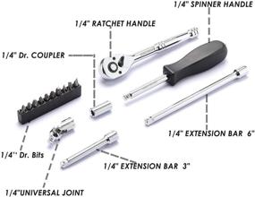 img 1 attached to 🔧 Набор головок MIXPOWER на 62 предмета 1/4 дюйма с трещотками, универсальным шарниром, удлинителями и набором бит 1/4 дюйма, дюймовые/метрические 6-гранные от 5/32 до 9/16 дюйма, 4 до 14 мм, головки CR-V.