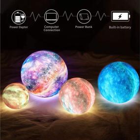 img 2 attached to 🌕 LOGROTATE 16 Colors Galaxy Moon Lamp with Remote Control - Perfect Night Light for Kids and Family Gifts (4.8 inch)