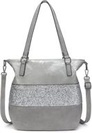 🌟 stunning harrelsa sequin crossbody purse: chic faux leather tote with zipper, large size & removable strap logo