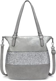 img 4 attached to 🌟 Stunning HARRELSA Sequin Crossbody Purse: Chic Faux Leather Tote with Zipper, Large Size & Removable Strap