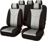 🚗 car pass air fresh universal fit car seat covers 11 pcs full set - airbag compatible, black with light gray - enhance your car's interior with freshness logo