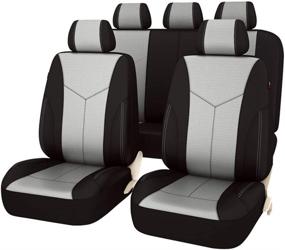 img 4 attached to 🚗 Car Pass AIR Fresh Universal Fit Car Seat Covers 11 PCS Full Set - Airbag Compatible, Black with Light Gray - Enhance Your Car's Interior with Freshness