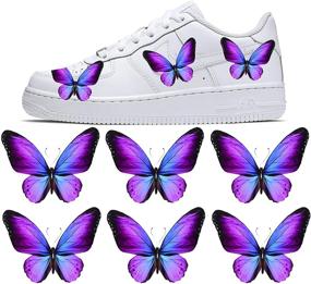 img 4 attached to 🦋 Lemonadeus Butterfly Decal Patches: Custom Nike Air Force 1/Vans/Stickers Kit for DIY Hand Painted Sneakers – Design Your Own Shoes (Set of 6, Purple)