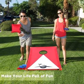 img 3 attached to 🌽 Portable Collapsible Toss Cornhole Game Set: 3.6 x 2 ft with 8 Bean Bags and Carrying Case - Indoor/Outdoor Fun for Kids and Adults