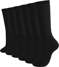 img 4 attached to Women's Cotton Calf Crew Socks 6 Pack - Thick Cushion Athletic Long Socks for Running & Everyday Wear, Sizes 6-8/8-10/10-13