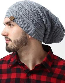 img 3 attached to 🧢 Oversized Slouchy Winter Beanie Knit Hats for Men & Women - Long Slouch Beanie Cap - Warm & Soft Cold Weather Toboggan Caps