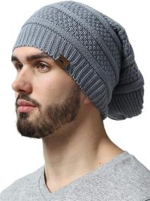 img 4 attached to 🧢 Oversized Slouchy Winter Beanie Knit Hats for Men & Women - Long Slouch Beanie Cap - Warm & Soft Cold Weather Toboggan Caps