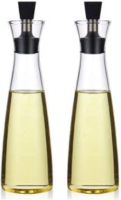 img 4 attached to Maypink Oil & Vinegar Dispenser Glass Bottle Set - Drip-Free Pouring Spouts, Airtight Caps - 17 ounce Kitchen Tools (Clear, Set of 2)