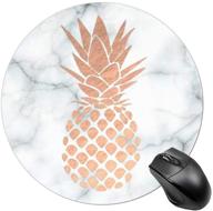 🍍 rose gold pineapple black white marble mouse pad - non-slip round rubber mousepad for office accessories, desk decor - suitable for computers and laptops logo