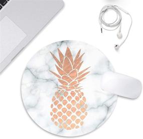 img 2 attached to 🍍 Rose Gold Pineapple Black White Marble Mouse Pad - Non-Slip Round Rubber Mousepad for Office Accessories, Desk Decor - Suitable for Computers and Laptops