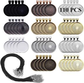 img 4 attached to 📿 110Pcs Round Pendant Trays Set: 55Pcs in 11 Vibrant Colors, 25mm Photo Bezel Pendant Blanks with Black Waxed Necklace Cord – Perfect for Jewelry Making, Resin Bracelets, and Crafting