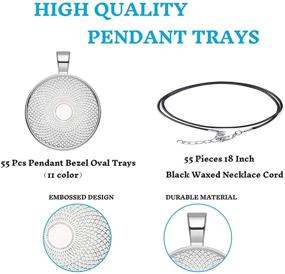 img 2 attached to 📿 110Pcs Round Pendant Trays Set: 55Pcs in 11 Vibrant Colors, 25mm Photo Bezel Pendant Blanks with Black Waxed Necklace Cord – Perfect for Jewelry Making, Resin Bracelets, and Crafting