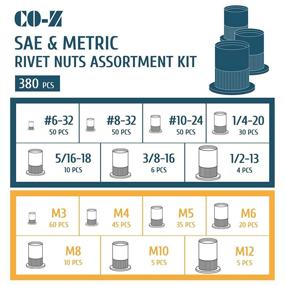 img 2 attached to 🛠️ CO-Z 380pcs Rivet Nut Kit: SAE + Metric Assortment for Versatile Applications - 14 Sizes from #6 to 1/2 inch and M3 to M12 mm