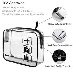 img 2 attached to 🧳 Lermende Clear Toiletry Bag TSA Approved - 2 Pack Quart Sized Travel Pouch (Black)