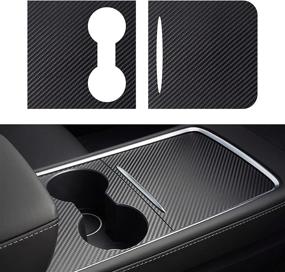 img 4 attached to 🚘 Farmogo Center Console Wrap Kit Matte Carbon Fiber for Tesla Model 3 Model Y 2021 - Premium Interior Decoration, Tesla Accessories