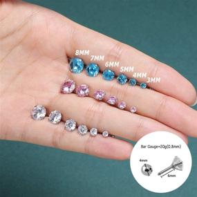 img 2 attached to 💎 Sparkling Surgical Steel Earring Set: 4 Pairs of Shiny Cubic Zirconia Studs for Girls & Women - Perfect for Cartilage, Tragus, Helix, and Conch Piercings