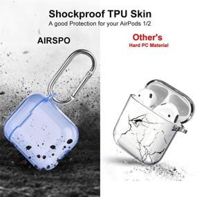 img 2 attached to 🔵 Защитите ваши Apple AirPods с оригинальным прозрачным синим чехлом AIRSPO для AirPods - совместим с AirPods 1/2, чехлами для беспроводной зарядки и брелоком в комплекте!